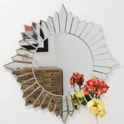MirrorOutlet Sunburst All Glass Modern Design Round Mirror 80 x 80 CM - All glass - thumbnail 2