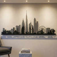 Dubai Skyline Metal Wall Art 2D - Black grey / Powder CoatingMetal