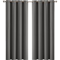 2 Pack Triple Layer Eyelet Blackout Curtain - Charcoal / 117cm / 183cm - image 1
