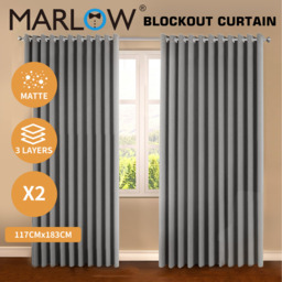2 Pack Triple Layer Eyelet Blackout Curtain - Charcoal / 117cm / 183cm - thumbnail 2