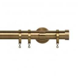 35mm Fixed Length Metal Curtain Pole Set Antique Brass End Cap Finial - Antique Brass / 105cm - thumbnail 2
