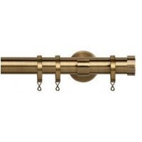 35mm Fixed Length Metal Curtain Pole Set Antique Brass End Cap Finial - Antique Brass / 105cm