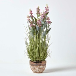 Homescapes Artificial Pink Lavender Plant in Metallic Ceramic Pot, 66 cm Tall - Purple - thumbnail 4