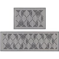 JVL Expression Machine Washable Entrance Doormat and Runner Set - Grey