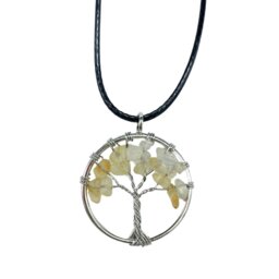 Tree of Life Pendant in Carnelian, Symbol of Vitality, Passion - Yellow - thumbnail 3