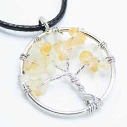 Tree of Life Pendant in Carnelian, Symbol of Vitality, Passion - Yellow - thumbnail 4