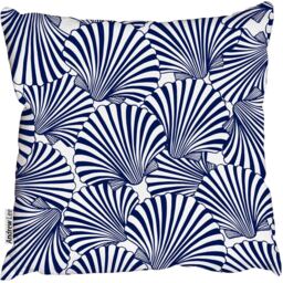 Hand drawn scallop seashells Outdoor Cushion - Blue / 60cm - thumbnail 2