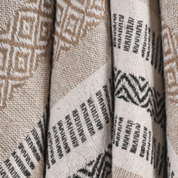 100 Percent Cotton Indian chunky Aztec Patterend Sofa or Bed Throw - Beige / 228cm - thumbnail 2