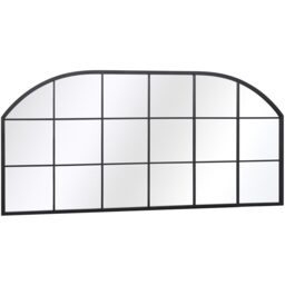 MirrorOutlet The Arcus Metal Framed Window Arched Wall or Mantle Mirror - Black - thumbnail 4