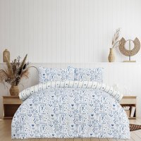 Luxury Soft Reversible Holiday Postcard Duvet Cover and Pillowcases - Blue / Duvet Cover With two Pillowcase / King - image 1