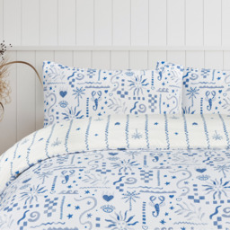 Luxury Soft Reversible Holiday Postcard Duvet Cover and Pillowcases - Blue / Duvet Cover With two Pillowcase / King - thumbnail 5