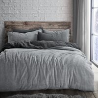 Teddy Charcoal Silver Reversible Soft Cosy Thermal Fleece Duvet Set - grey / Single / 1 pillowcase - image 1