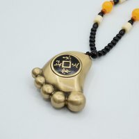 Feng Shui Wealth Amulet Hanging - Brass Foot  Coin Prosperity Charm - Gold
