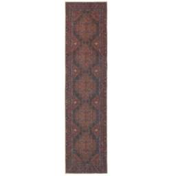 Distressed Tribal Geometric Rustic Persian Non Slip Washable Area Rug - Wine / 240 x 60cm - thumbnail 2