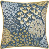 Ophelia Floral Jacquard Cushion  - Blue-Saffron / 0.8kg - thumbnail 1