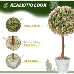 HOMCOM Set of 2 Decorative Artificial Plants Fake Plants - Cream - thumbnail 4