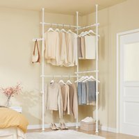 Telescopic Clothes Stand with Rods - White