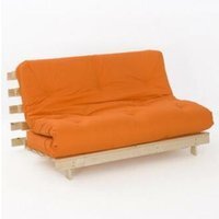 Orange Premium Luxury Wooden Futon Sofa Bed Small Double - Orange
