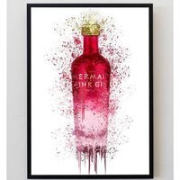 Pink Mermaid Gin Bottle Splatter - Pink / A5