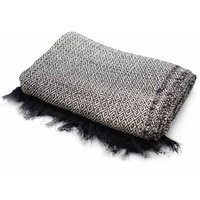Boho Charcoal Cotton Throw with Tassels for Cozy Home Decor - Black