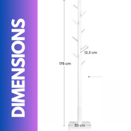 Wooden Square Base Coat Stand With 8 Hooks - Natural Brown - thumbnail 4