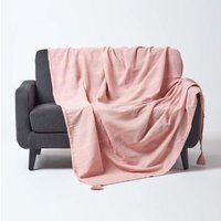 Homescapes Cotton Rajput Ribbed Throw - Pink / 360cm / 2.32kg