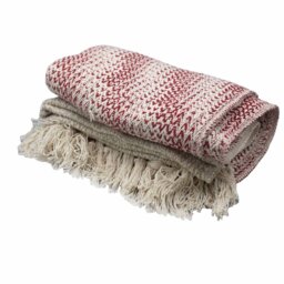 Boho Ruby Two Tone Cotton Throw Cozy Stylish - Red - thumbnail 2