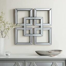 Large Geo Mirror 5 Square Style Art Decor Decorative Mirror x2 - Silver - thumbnail 2