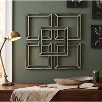 Large Geo Mirror 5 Square Style Art Decor Decorative Mirror x2 - Silver - thumbnail 1