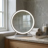 Round Standing Hollywood LED Mirror - Silver