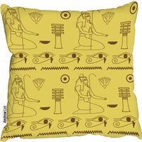 Pattern Of Egyptian Hieroglyphics Cushion - Yellow / 60cm