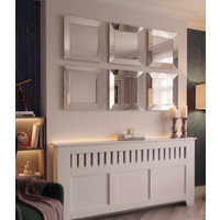 6x Silver Bevelled Edges 3D Wall Plastic Mirror Square Frame 39.5 X 39.5 X 3 CM - Silvery