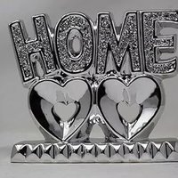 Home On Two Heart Silver Crystal Ornament 16x8x20Cm - Silver