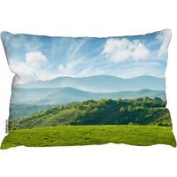 Panorama Of Beautiful Countryside Of Romania Outdoor Cushion - Green - thumbnail 1