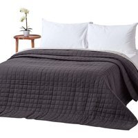 Cotton Quilted Reversible Bedspread - Black-Grey / Single
