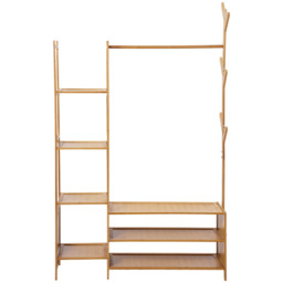 Versatile Coat Stand with Hanging Rail and Shelves - Natural Wood - thumbnail 3
