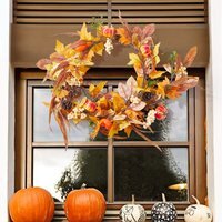 Wreath Crafted from Leaves in Various Shapes - Multicolor