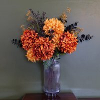 Orange and Black Flower Arrangement Glass Vase - Orange Black Flower Glass Vase