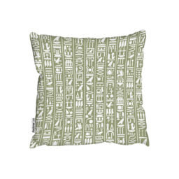Egyptian Hieroglyphic Decorative Background Outdoor Cushion - Green / 60cm - thumbnail 2