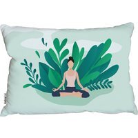 Woman Meditating Outdoor Cushion - Green - image 1