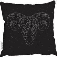 Aries Zodiac Sign Outdoor Comfy Cushion - Black / 60cm - thumbnail 1