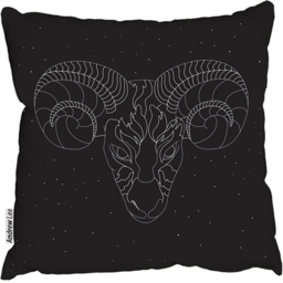 Aries Zodiac Sign Outdoor Comfy Cushion - Black / 60cm - thumbnail 2