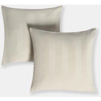 OHS Stripe Velvet Cushion Covers - Cream / Machine washable at 30°C. Tumble dry friendly. Do not bleach or iron.