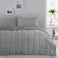 Classic Waffle Weave Quilted Throw Set Including Pillowshams - Silver