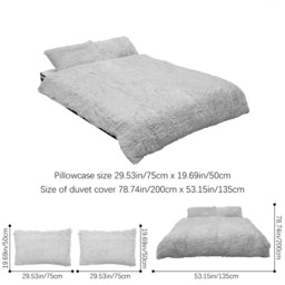 3Pcs Light Grey Single Side Faux Mink Fleece Duvet Set - Light Grey / Single - thumbnail 3