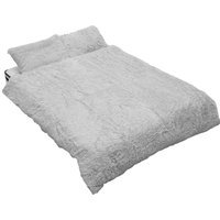 3Pcs Light Grey Single Side Faux Mink Fleece Duvet Set - Light Grey / Single