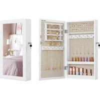 SONGMICS Wall Mount Mirrored Jewellery Cabinet - White