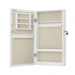 SONGMICS Wall Mount Mirrored Jewellery Cabinet - White - thumbnail 3