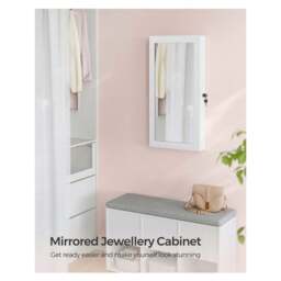 SONGMICS Wall Mount Mirrored Jewellery Cabinet - White - thumbnail 4