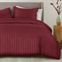 Satin Stripe Duvet Covers - Burgundy / King - image 1